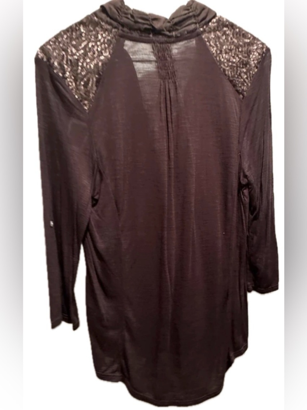 NWT Anthropologie Chocolate Velvet Sequin Button Down Top (Size Sm. Retail: $98) - Picture 2 of 8